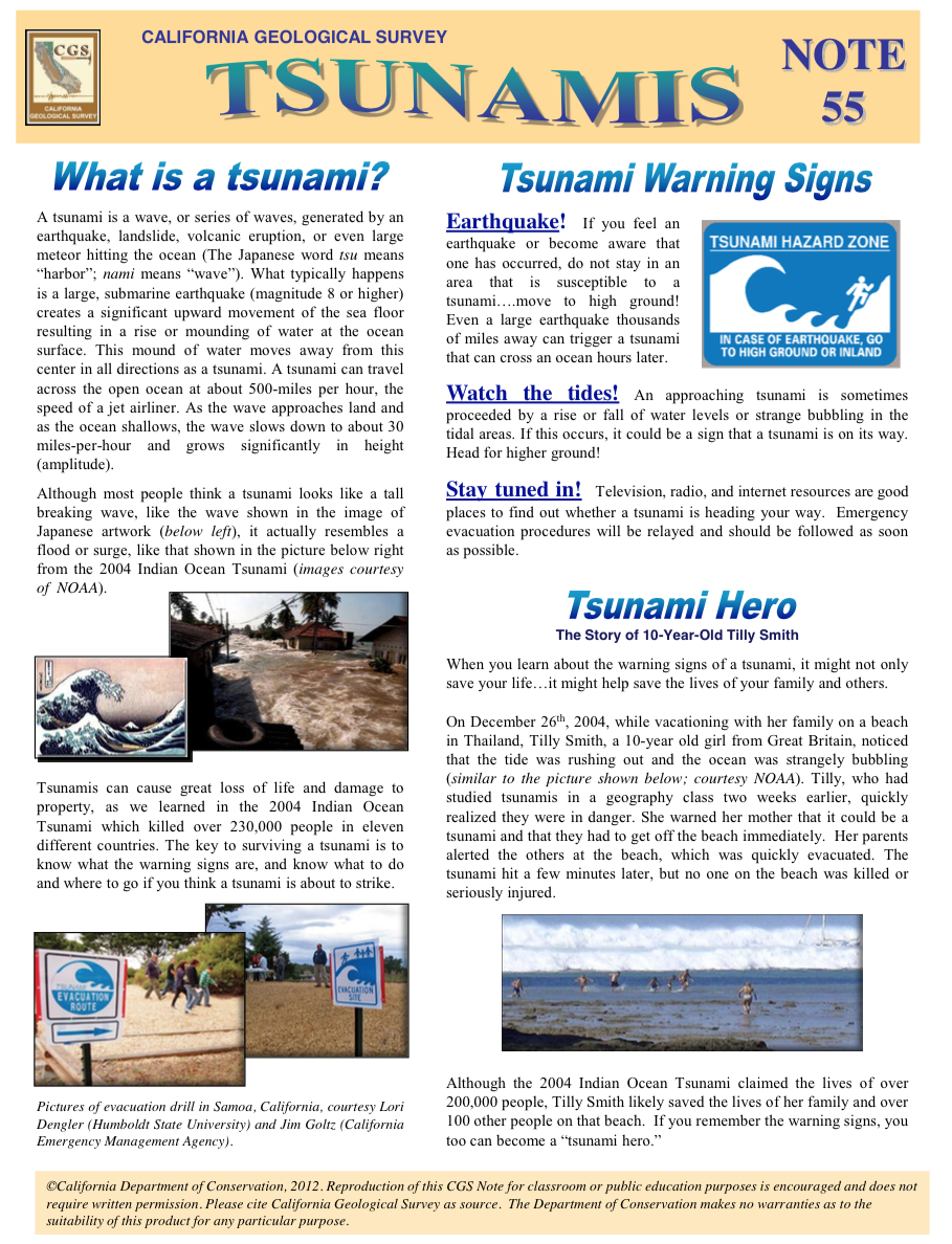 Cal OES/CGS Tsunami Information